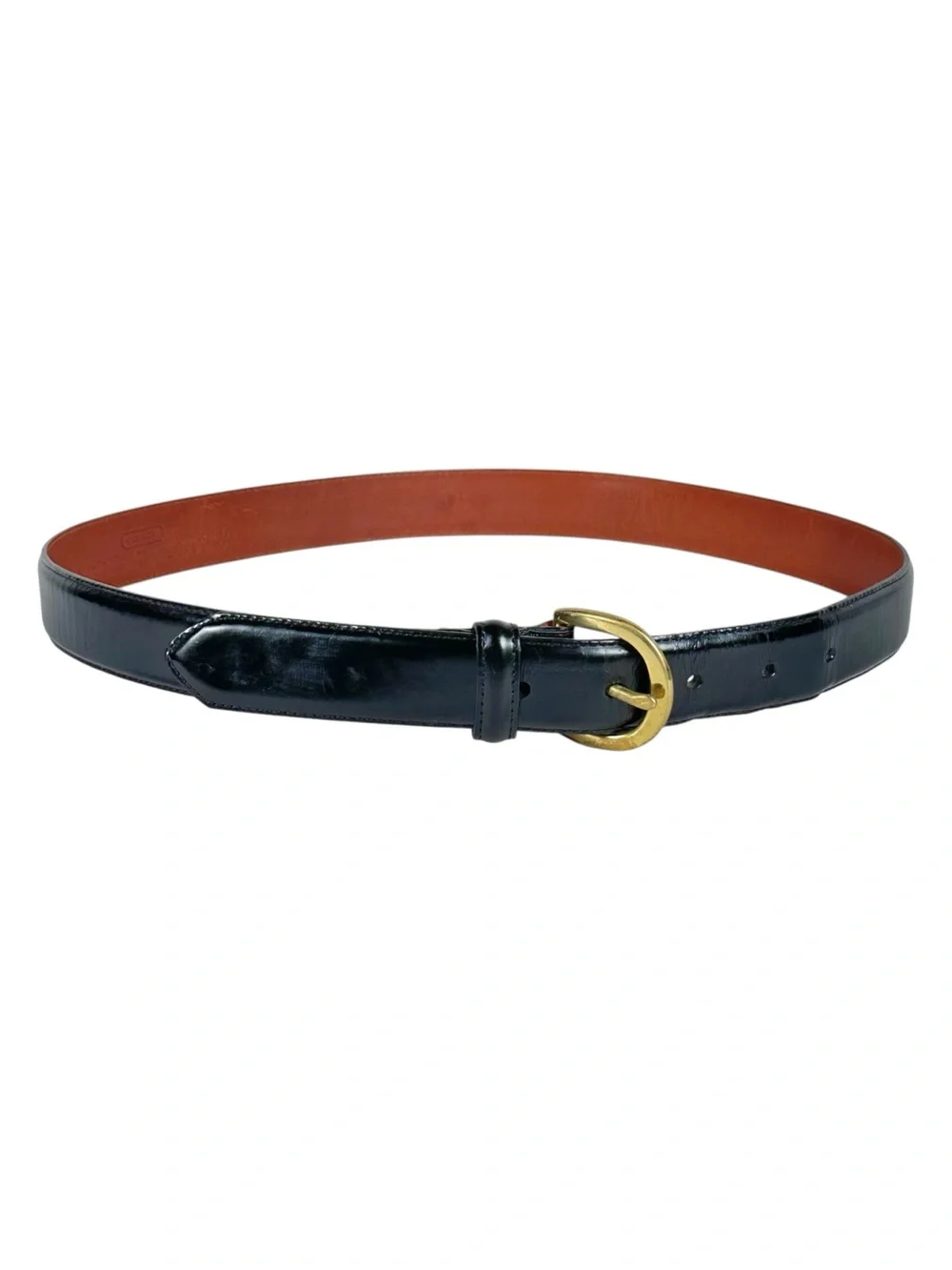 COACH Vintage Minimalist Horseshoe Buckle Patent Leather Belt